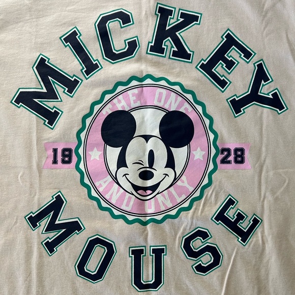 H&M Light Beige Mickey Mouse t-shirt Youth 16/18 or Women's small - Picture 5 of 8